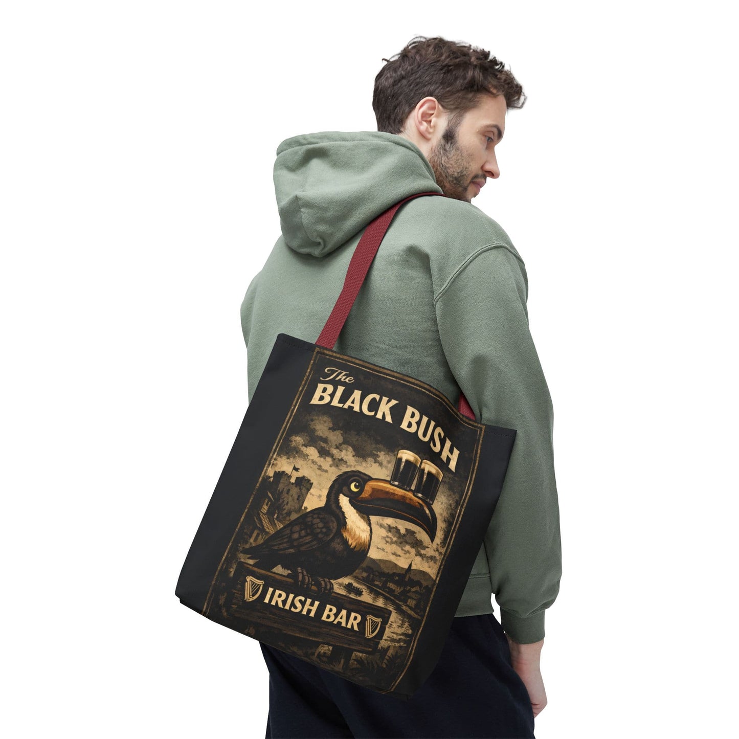 TeeFEVA Bags Tote Bag — "The Black Bush" Irish Bar Vintage Toucan Pub Design