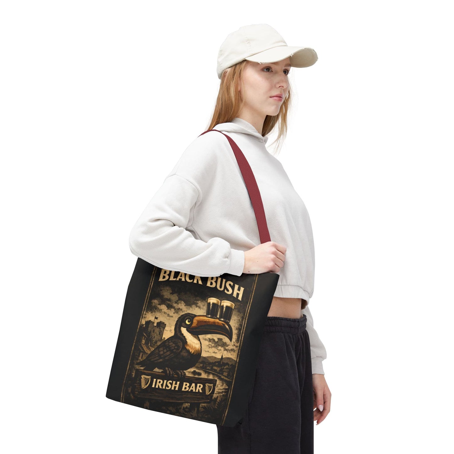 TeeFEVA Bags Tote Bag — "The Black Bush" Irish Bar Vintage Toucan Pub Design