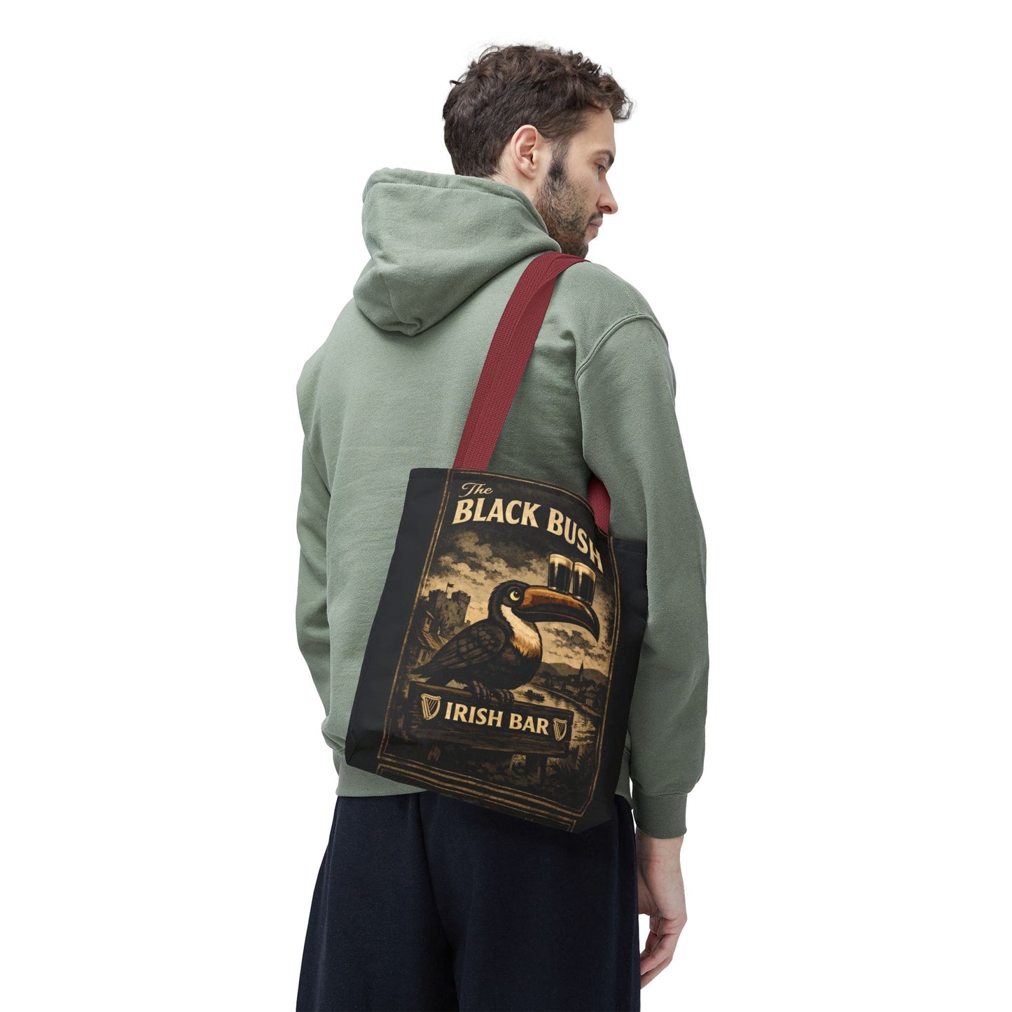 TeeFEVA Bags Tote Bag — "The Black Bush" Irish Bar Vintage Toucan Pub Design