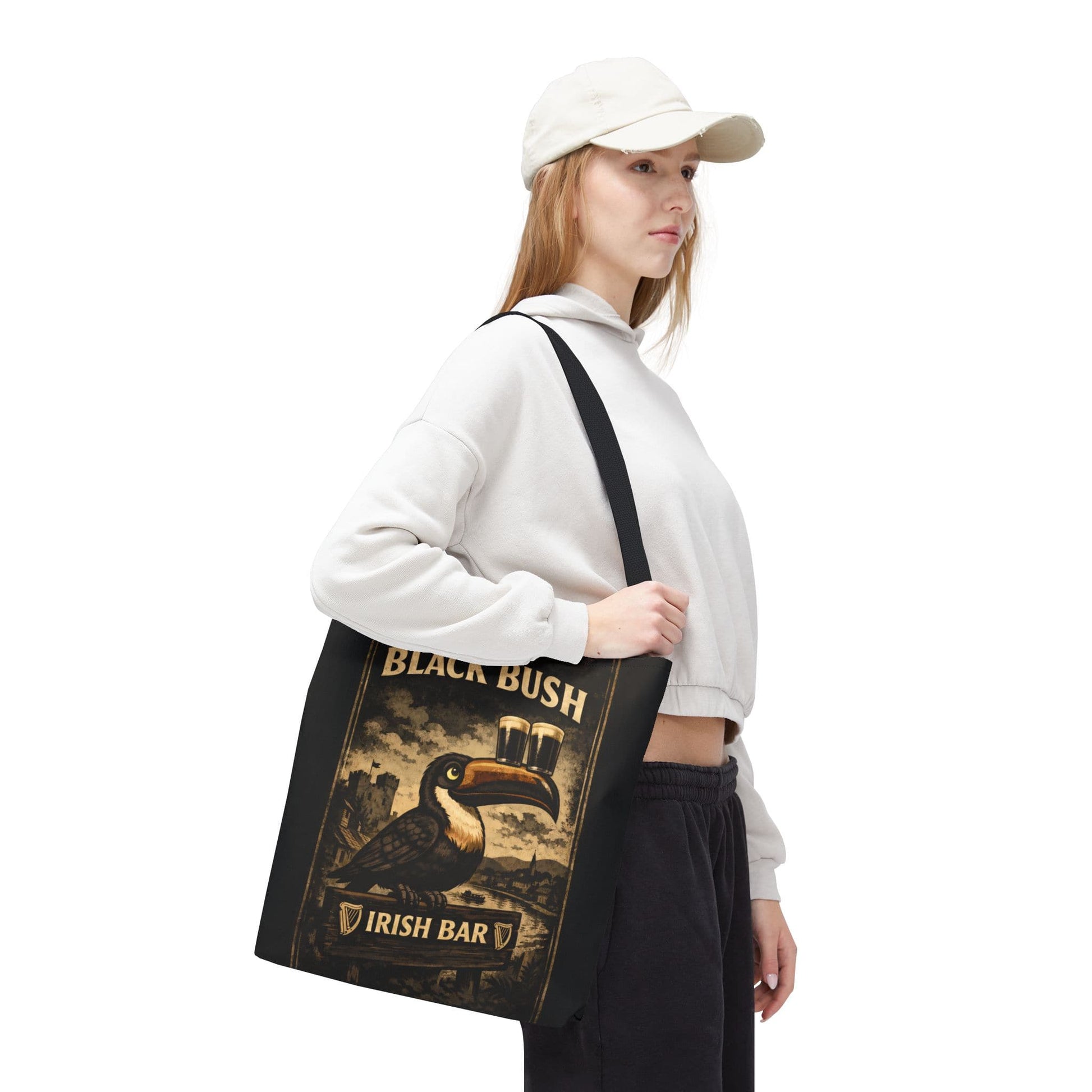 TeeFEVA Bags Tote Bag — "The Black Bush" Irish Bar Vintage Toucan Pub Design
