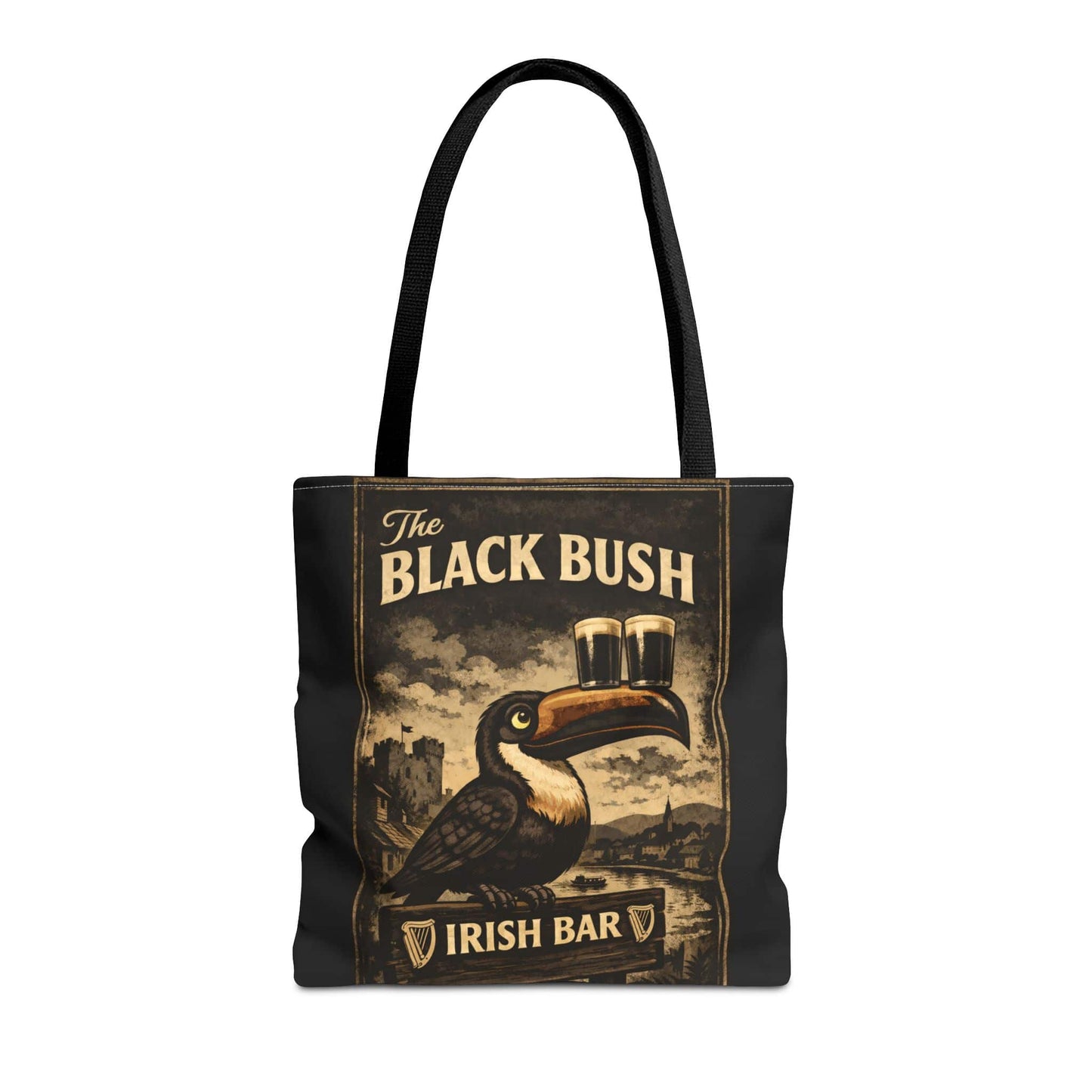 TeeFEVA Bags Tote Bag — "The Black Bush" Irish Bar Vintage Toucan Pub Design