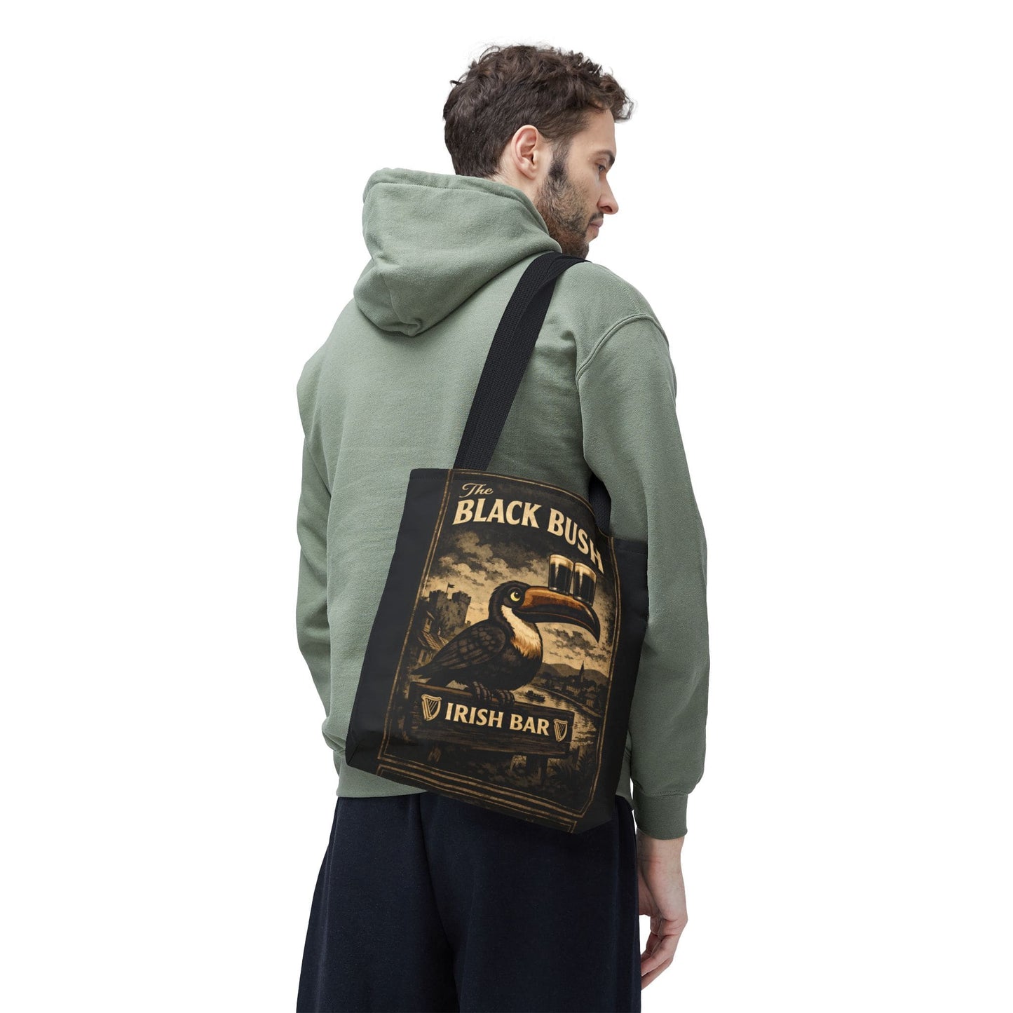 TeeFEVA Bags Tote Bag — "The Black Bush" Irish Bar Vintage Toucan Pub Design