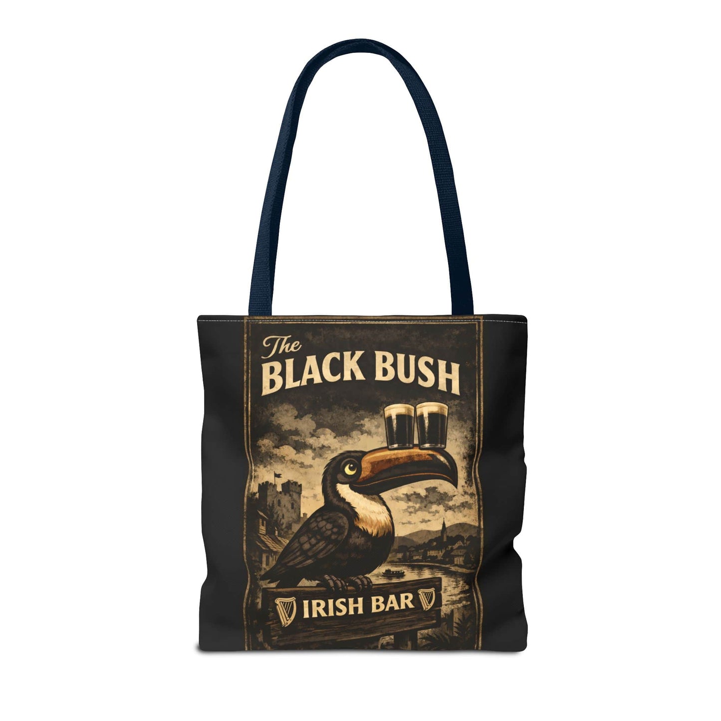 TeeFEVA Bags Tote Bag — "The Black Bush" Irish Bar Vintage Toucan Pub Design