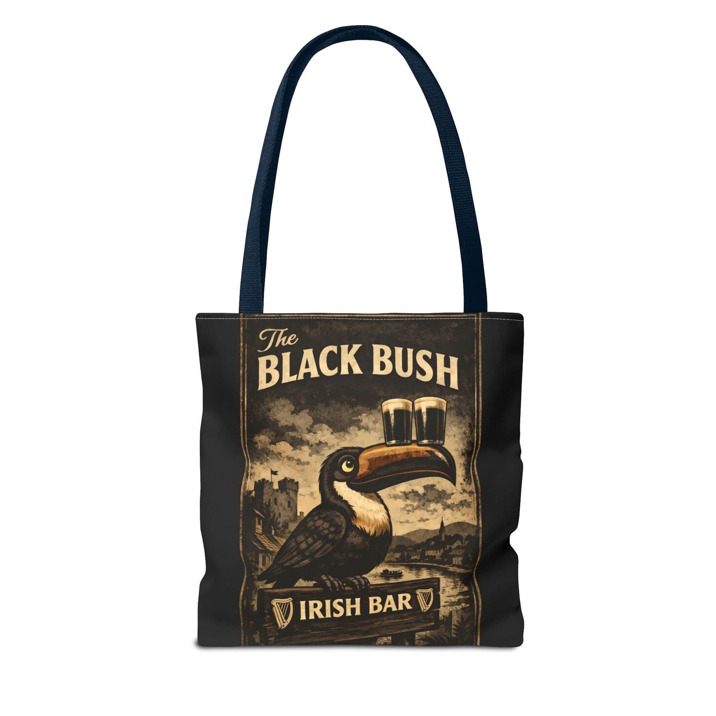 TeeFEVA Bags Tote Bag — "The Black Bush" Irish Bar Vintage Toucan Pub Design