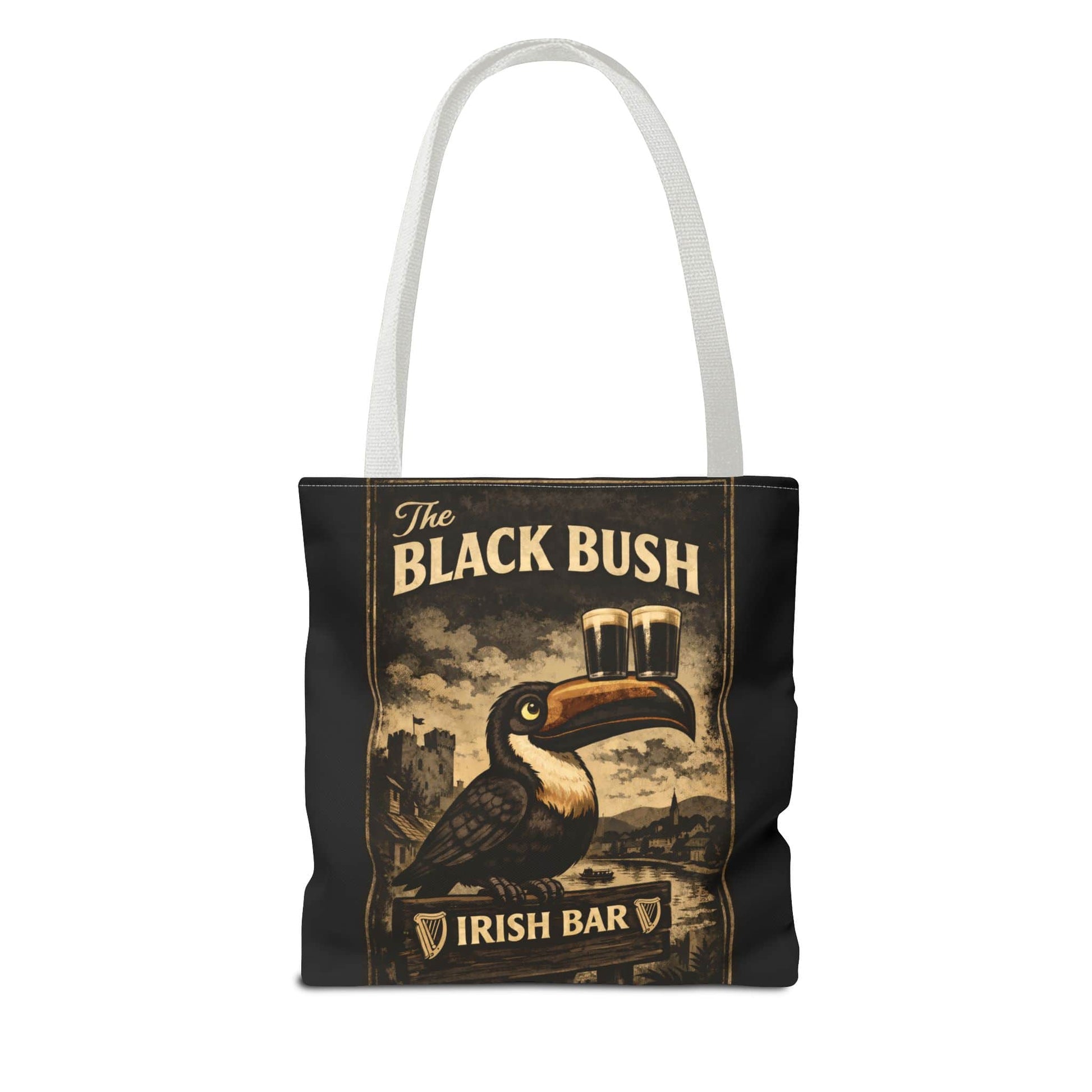 TeeFEVA Bags Tote Bag — "The Black Bush" Irish Bar Vintage Toucan Pub Design