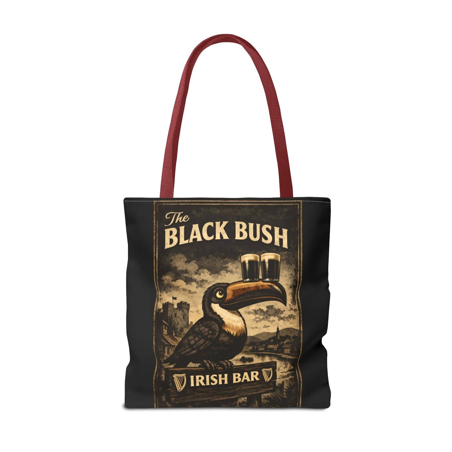 TeeFEVA Bags Tote Bag — "The Black Bush" Irish Bar Vintage Toucan Pub Design