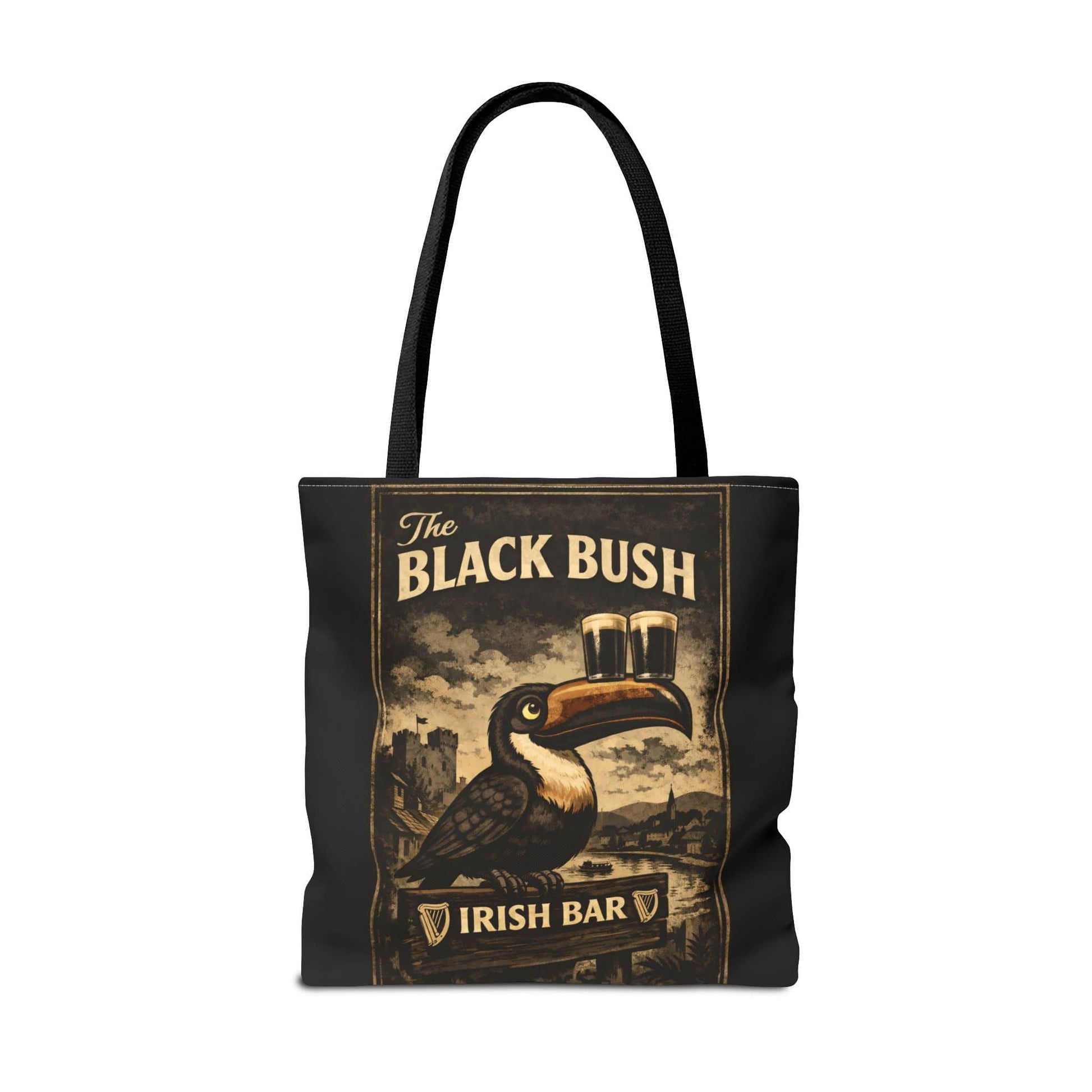TeeFEVA Bags Tote Bag — "The Black Bush" Irish Bar Vintage Toucan Pub Design