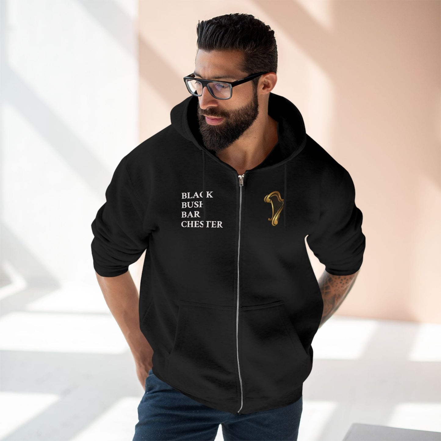 TeeFEVA Hoodie BLACK BUSH IRISH BAR CHESTER - Zip Hoodie — "The Black Bush" Irish Pub