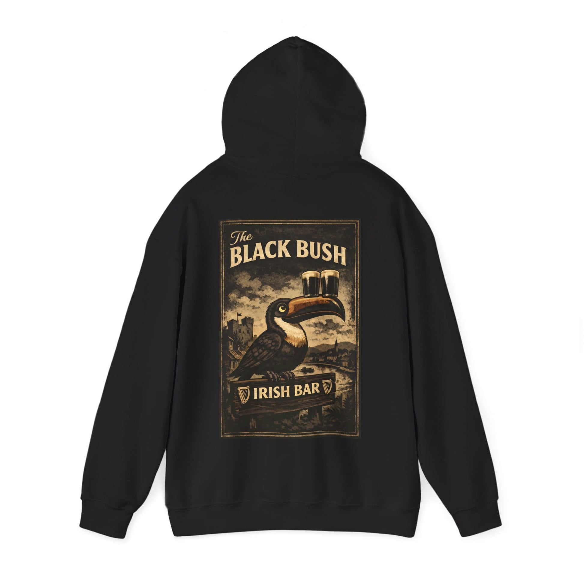 TeeFEVA Hoodie Black Bush Irish Bar - Standard Hoodie — No Zip
