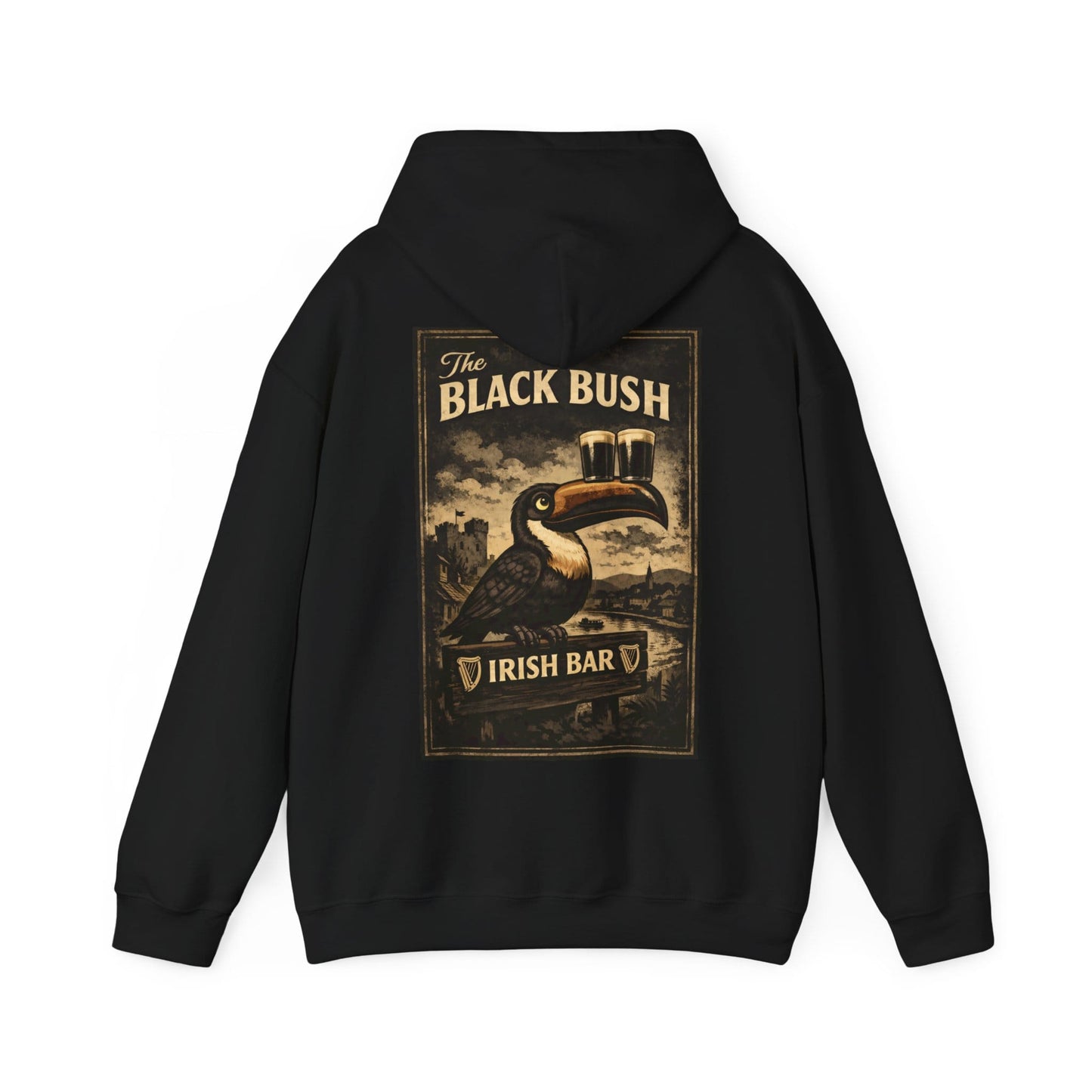 TeeFEVA Hoodie Black Bush Irish Bar - Standard Hoodie — No Zip