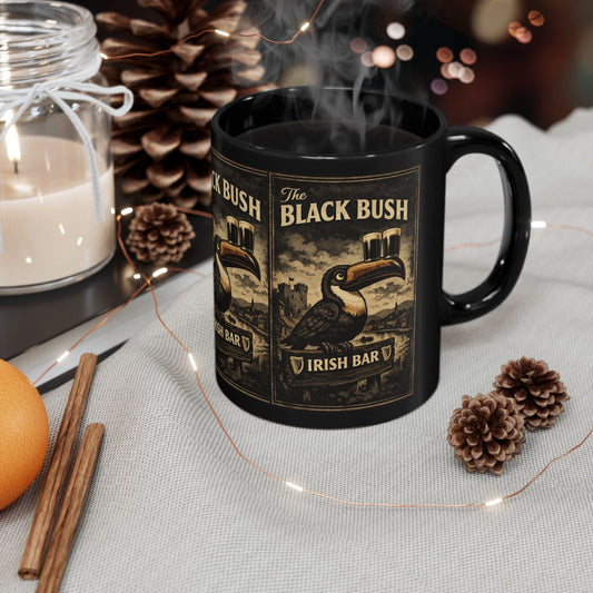 TeeFEVA Mug Irish Bar Mug — "The Black Bush" Vintage Pub Coffee Cup (11oz/15oz)