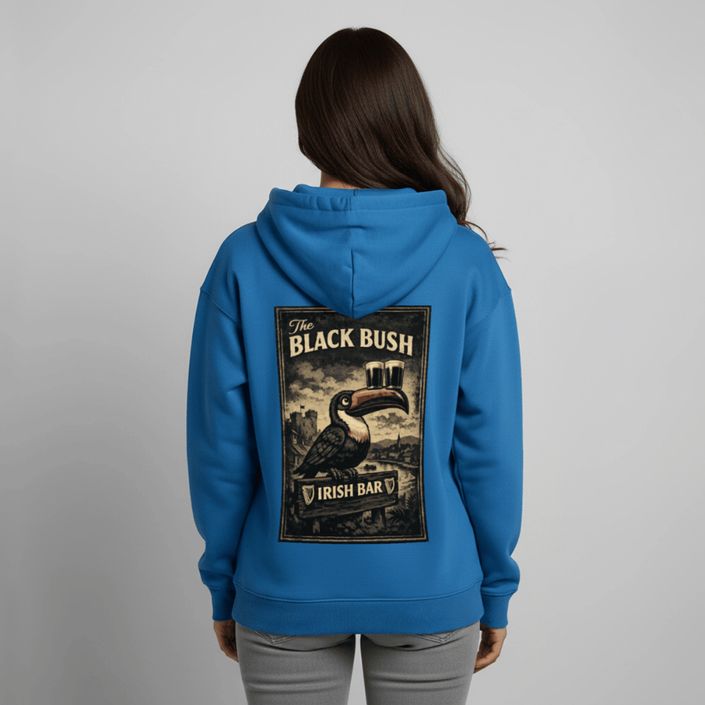 TeeFEVA Oversized Unisex Hoodie by Stanley/Stella BLACK BUSH IRISH BAR CHESTER - Oversized Premium Unisex Hoodie