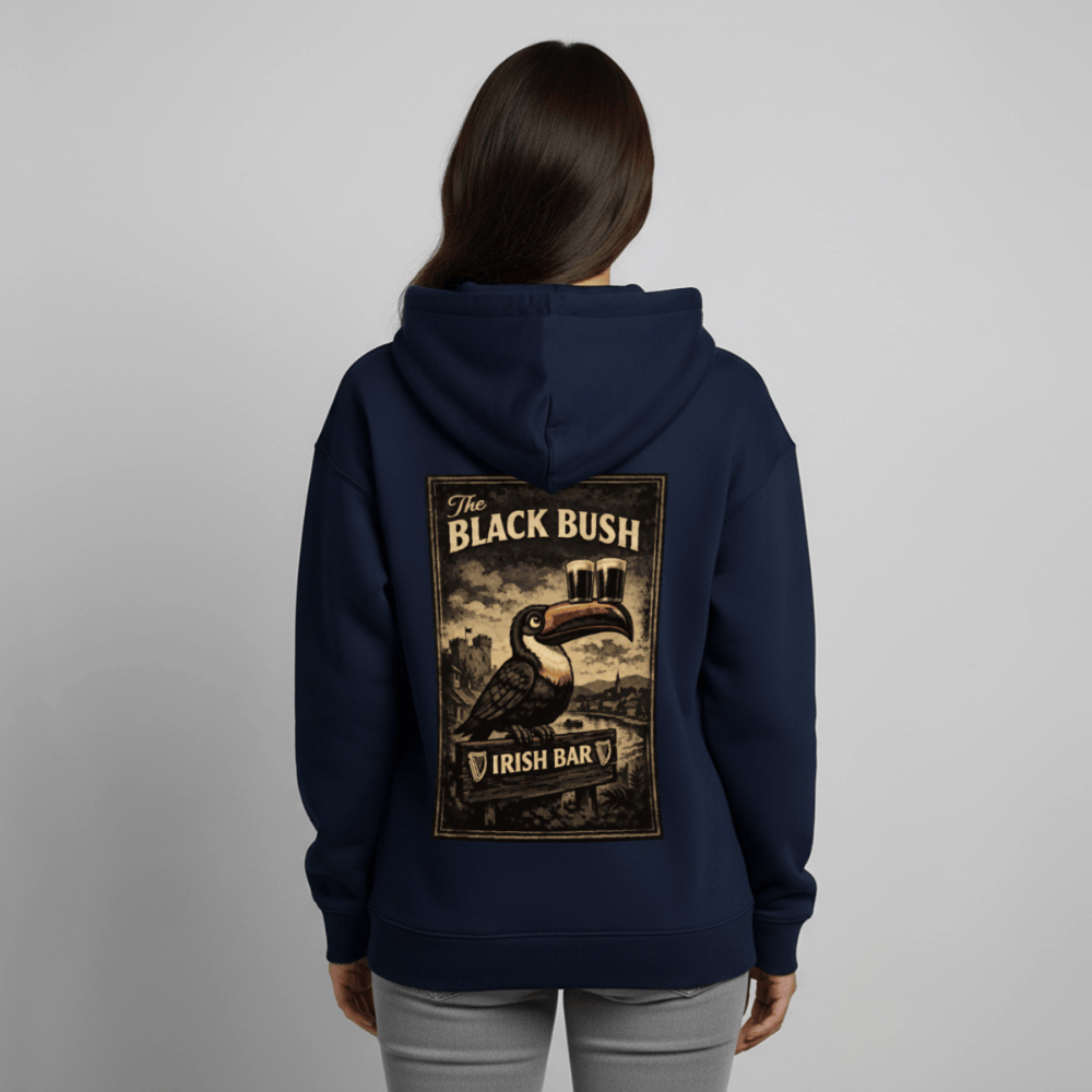 TeeFEVA Oversized Unisex Hoodie by Stanley/Stella BLACK BUSH IRISH BAR CHESTER - Oversized Premium Unisex Hoodie