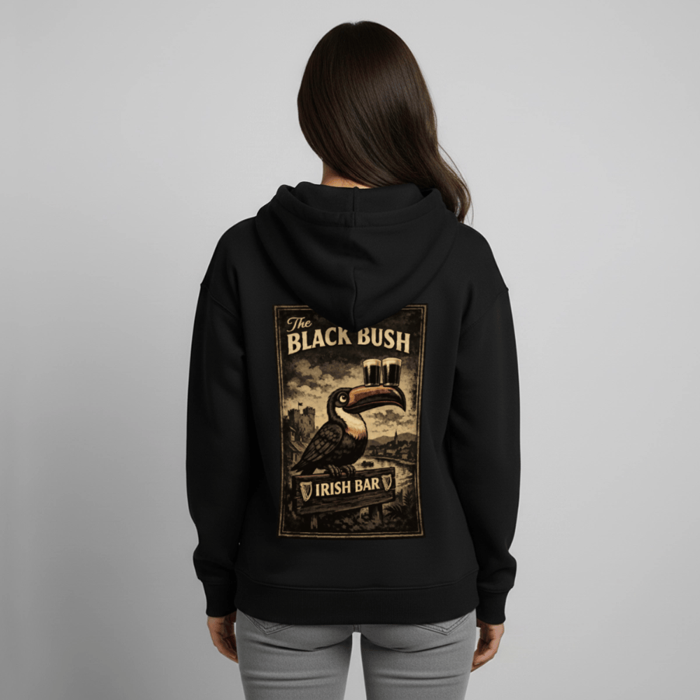 TeeFEVA Oversized Unisex Hoodie by Stanley/Stella BLACK BUSH IRISH BAR CHESTER - Oversized Premium Unisex Hoodie