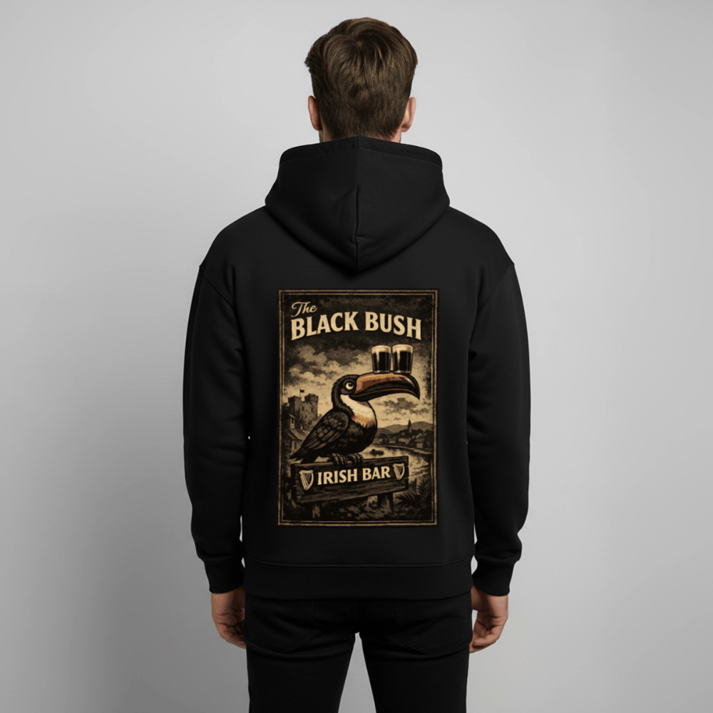 TeeFEVA Oversized Unisex Hoodie by Stanley/Stella BLACK BUSH IRISH BAR CHESTER - Oversized Premium Unisex Hoodie
