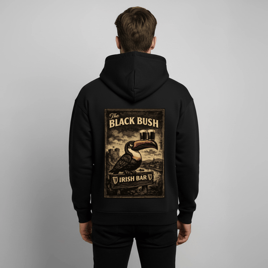 TeeFEVA Oversized Unisex Hoodie by Stanley/Stella BLACK BUSH IRISH BAR CHESTER - Oversized Premium Unisex Hoodie
