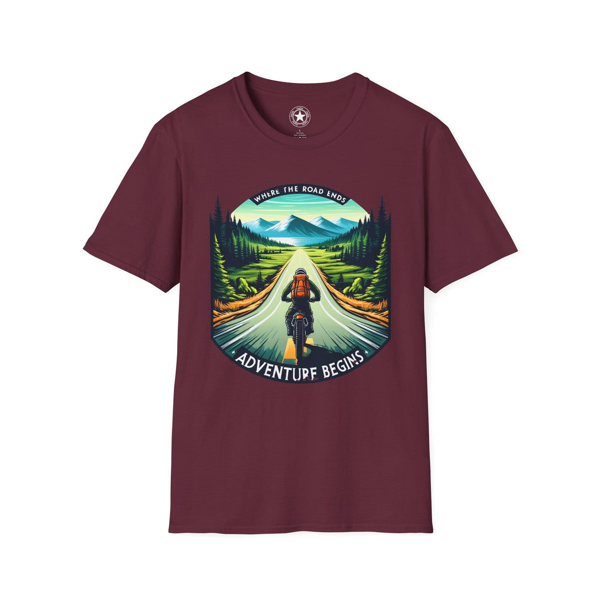 TeeFEVA T-Shirt ABR Loons | "Where The Road Ends, Adventure Begins" 002 | Stamp Style 002 | Unisex Heavy Cotton Tee