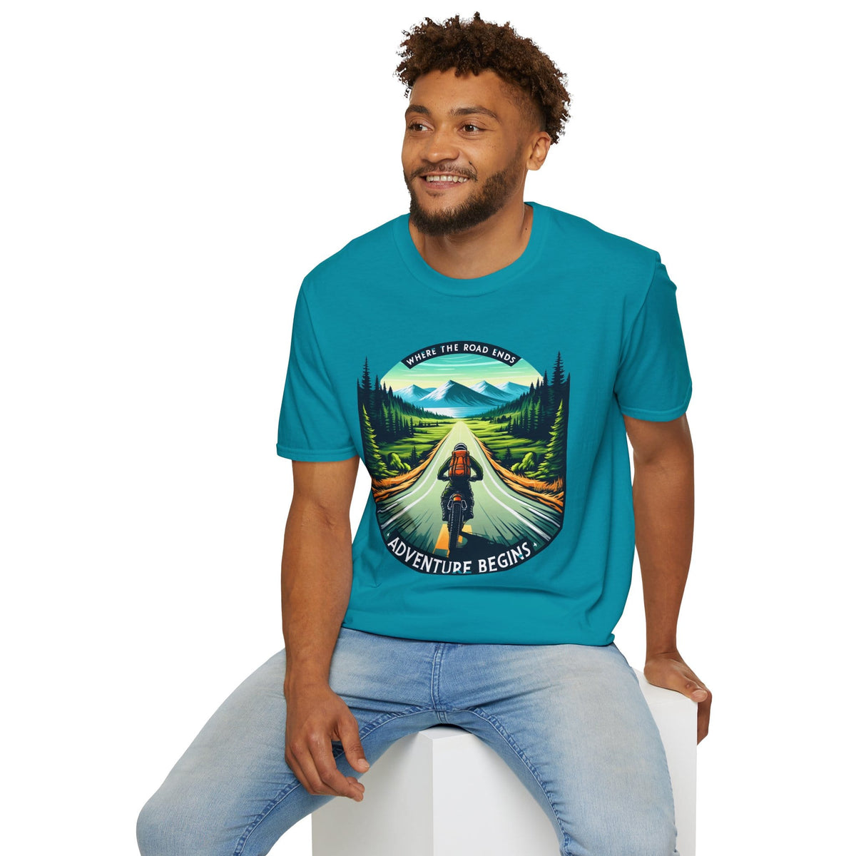 TeeFEVA T-Shirt ABR Loons | "Where The Road Ends, Adventure Begins" 002 | Stamp Style 002 | Unisex Heavy Cotton Tee