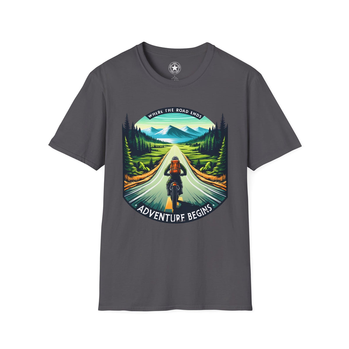 TeeFEVA T-Shirt ABR Loons | "Where The Road Ends, Adventure Begins" 002 | Stamp Style 002 | Unisex Heavy Cotton Tee