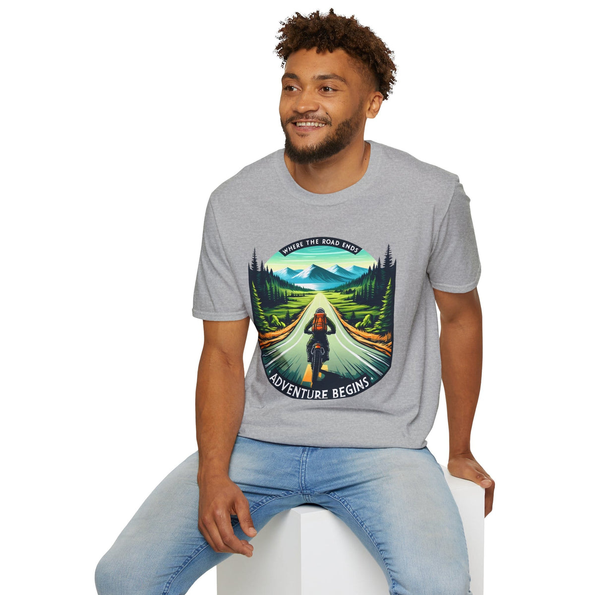 TeeFEVA T-Shirt ABR Loons | "Where The Road Ends, Adventure Begins" 002 | Stamp Style 002 | Unisex Heavy Cotton Tee