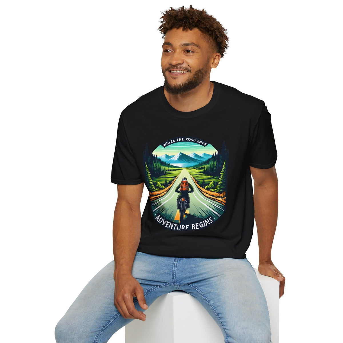 TeeFEVA T-Shirt ABR Loons | "Where The Road Ends, Adventure Begins" 002 | Stamp Style 002 | Unisex Heavy Cotton Tee