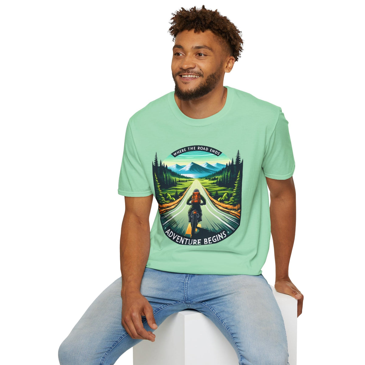TeeFEVA T-Shirt ABR Loons | "Where The Road Ends, Adventure Begins" 002 | Stamp Style 002 | Unisex Heavy Cotton Tee