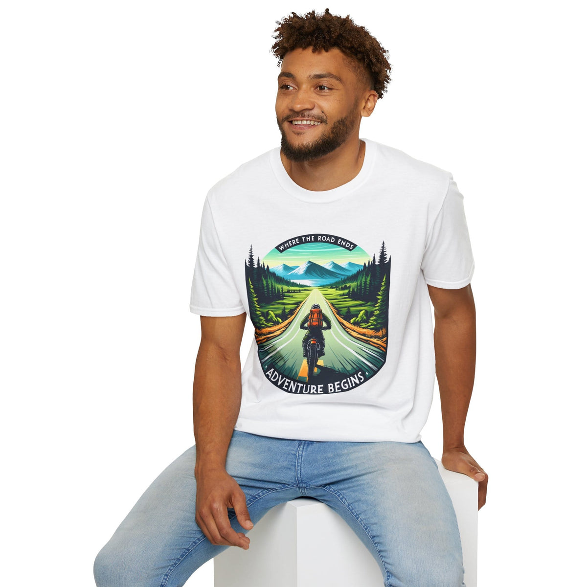TeeFEVA T-Shirt ABR Loons | "Where The Road Ends, Adventure Begins" 002 | Stamp Style 002 | Unisex Heavy Cotton Tee