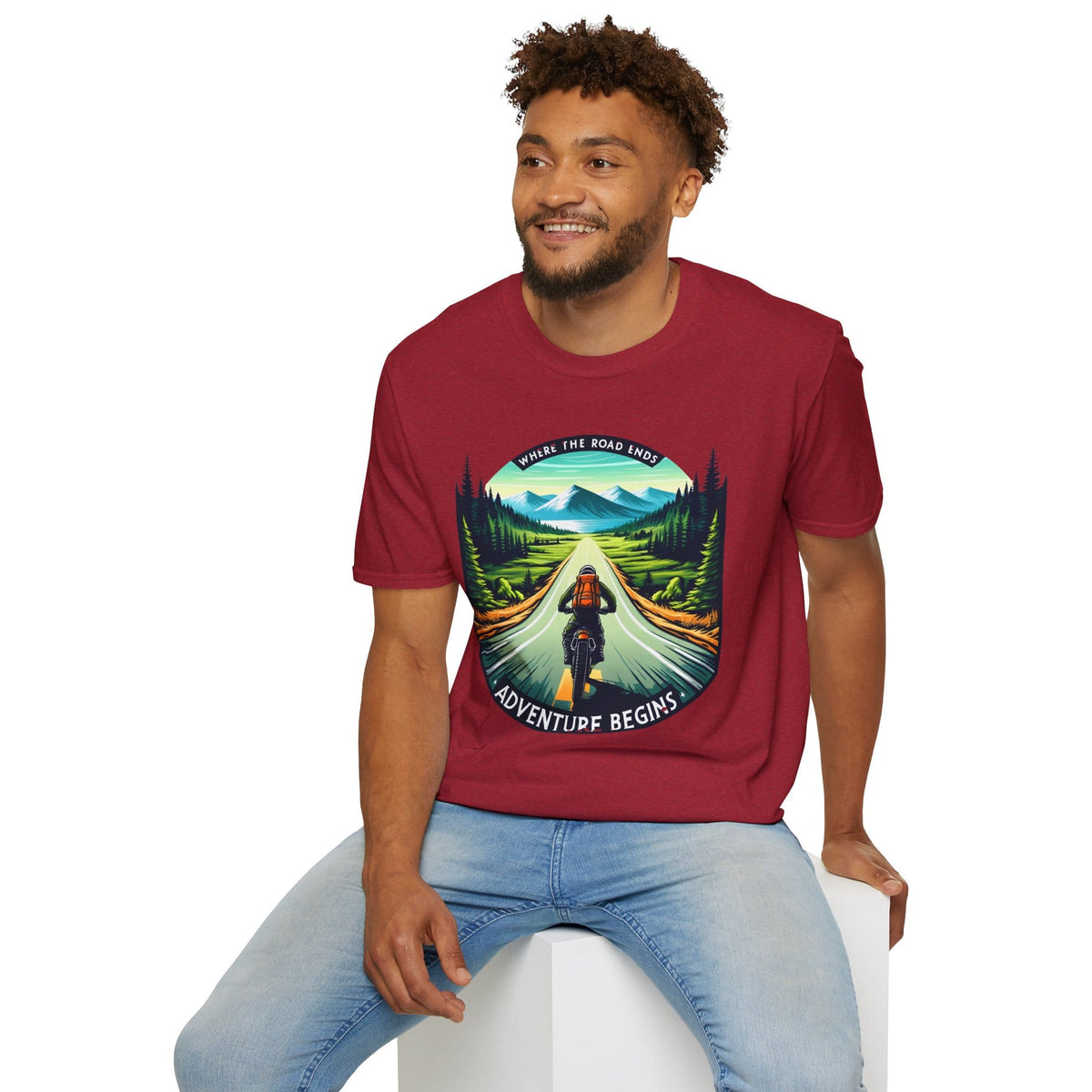 TeeFEVA T-Shirt ABR Loons | "Where The Road Ends, Adventure Begins" 002 | Stamp Style 002 | Unisex Heavy Cotton Tee