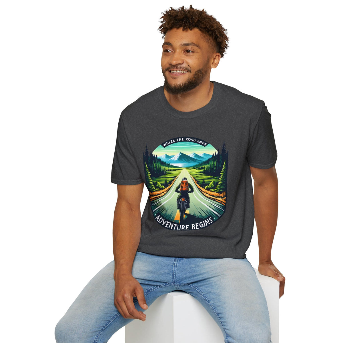 TeeFEVA T-Shirt ABR Loons | "Where The Road Ends, Adventure Begins" 002 | Stamp Style 002 | Unisex Heavy Cotton Tee