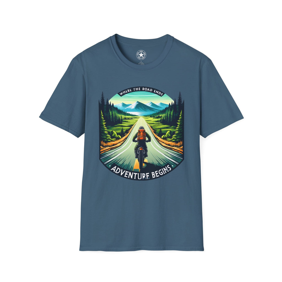 TeeFEVA T-Shirt ABR Loons | "Where The Road Ends, Adventure Begins" 002 | Stamp Style 002 | Unisex Heavy Cotton Tee