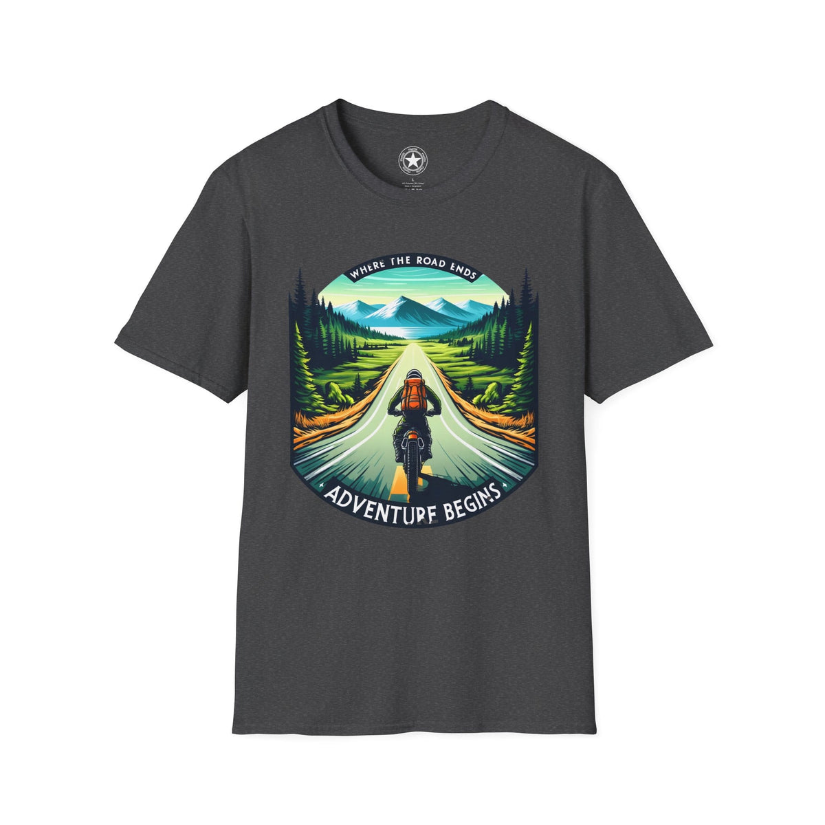 TeeFEVA T-Shirt ABR Loons | "Where The Road Ends, Adventure Begins" 002 | Stamp Style 002 | Unisex Heavy Cotton Tee