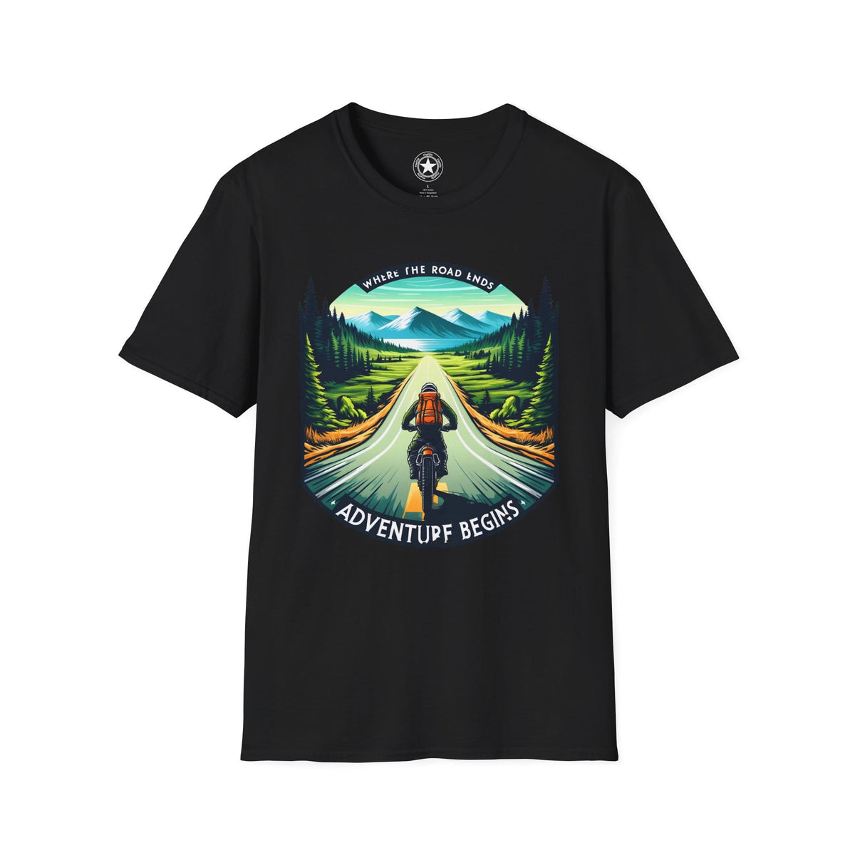 TeeFEVA T-Shirt ABR Loons | "Where The Road Ends, Adventure Begins" 002 | Stamp Style 002 | Unisex Heavy Cotton Tee