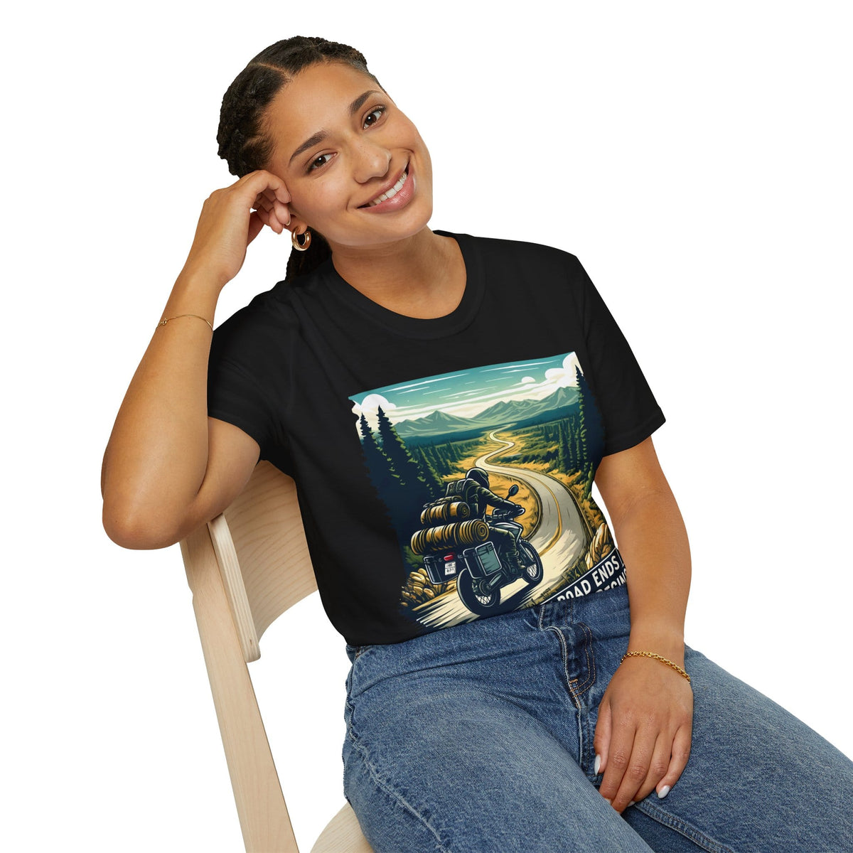 TeeFEVA T-Shirt ABR Loons | "Where The Road Ends, Adventure Begins" 2 | Stamp Style 001 | Unisex Heavy Cotton Tee