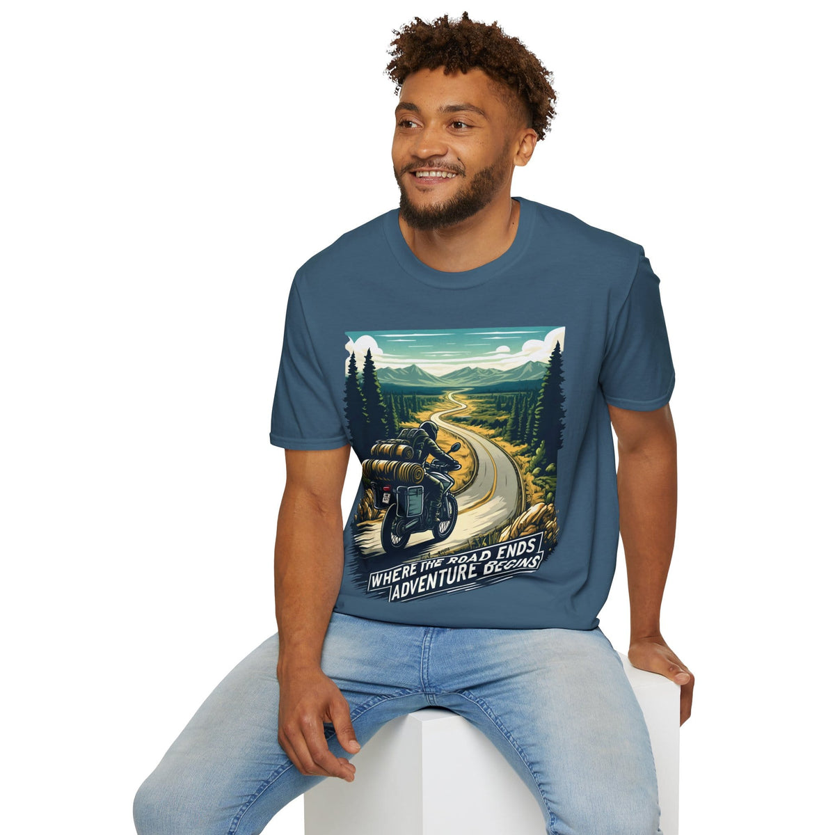 TeeFEVA T-Shirt ABR Loons | "Where The Road Ends, Adventure Begins" 2 | Stamp Style 001 | Unisex Heavy Cotton Tee