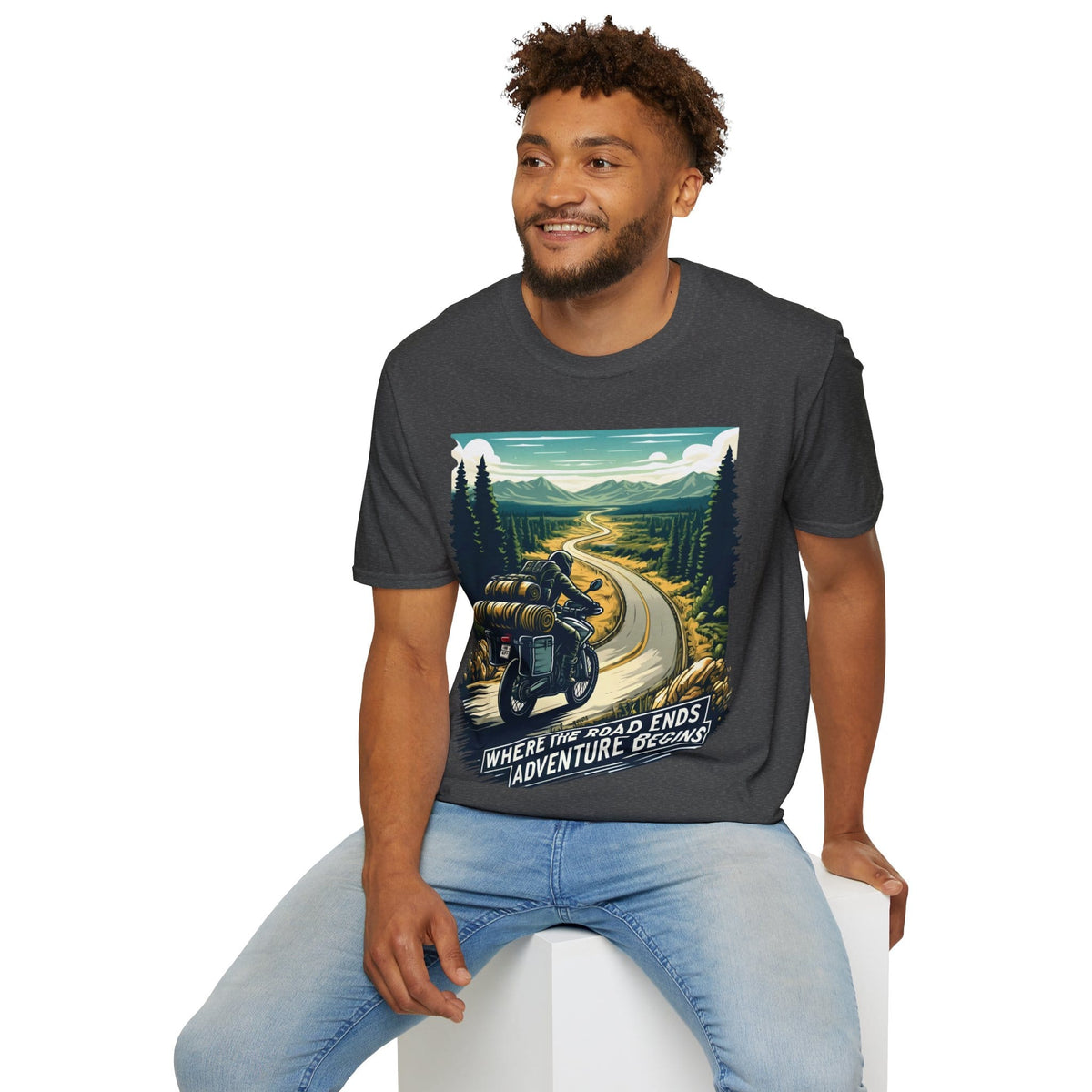 TeeFEVA T-Shirt ABR Loons | "Where The Road Ends, Adventure Begins" 2 | Stamp Style 001 | Unisex Heavy Cotton Tee