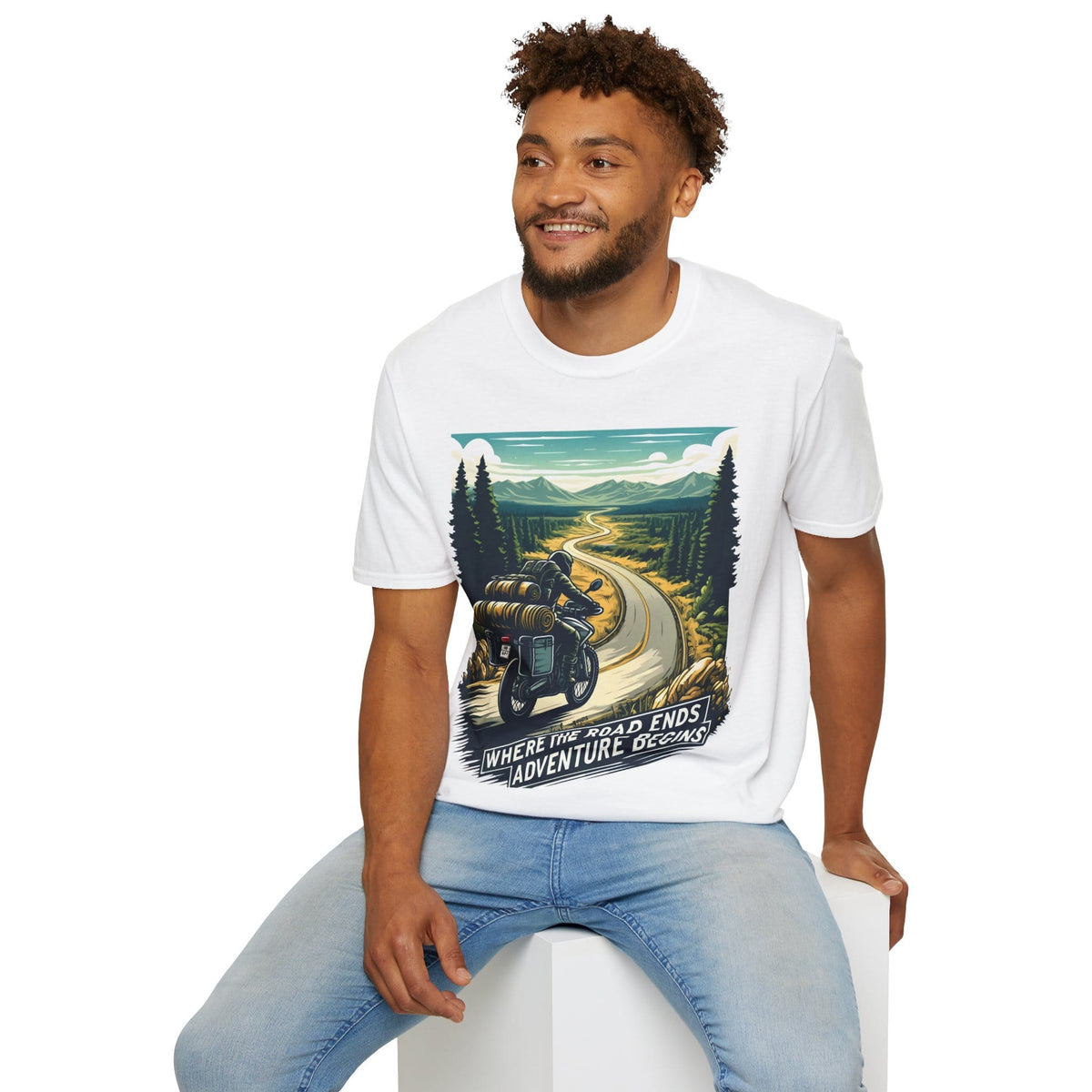 TeeFEVA T-Shirt ABR Loons | "Where The Road Ends, Adventure Begins" 2 | Stamp Style 001 | Unisex Heavy Cotton Tee