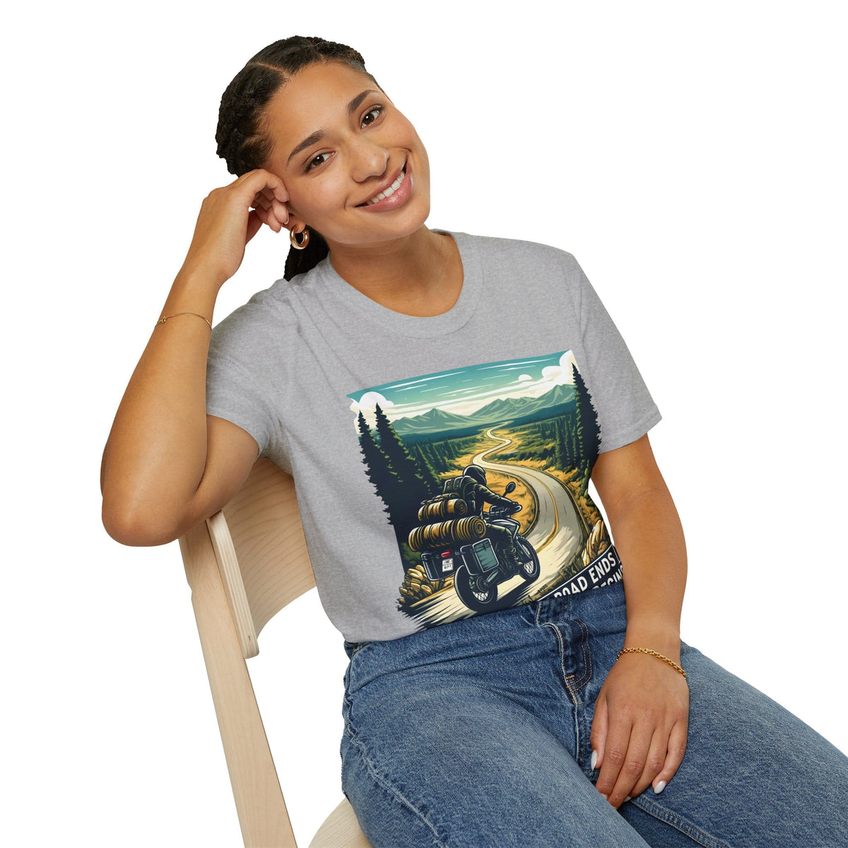TeeFEVA T-Shirt ABR Loons | "Where The Road Ends, Adventure Begins" 2 | Stamp Style 001 | Unisex Heavy Cotton Tee