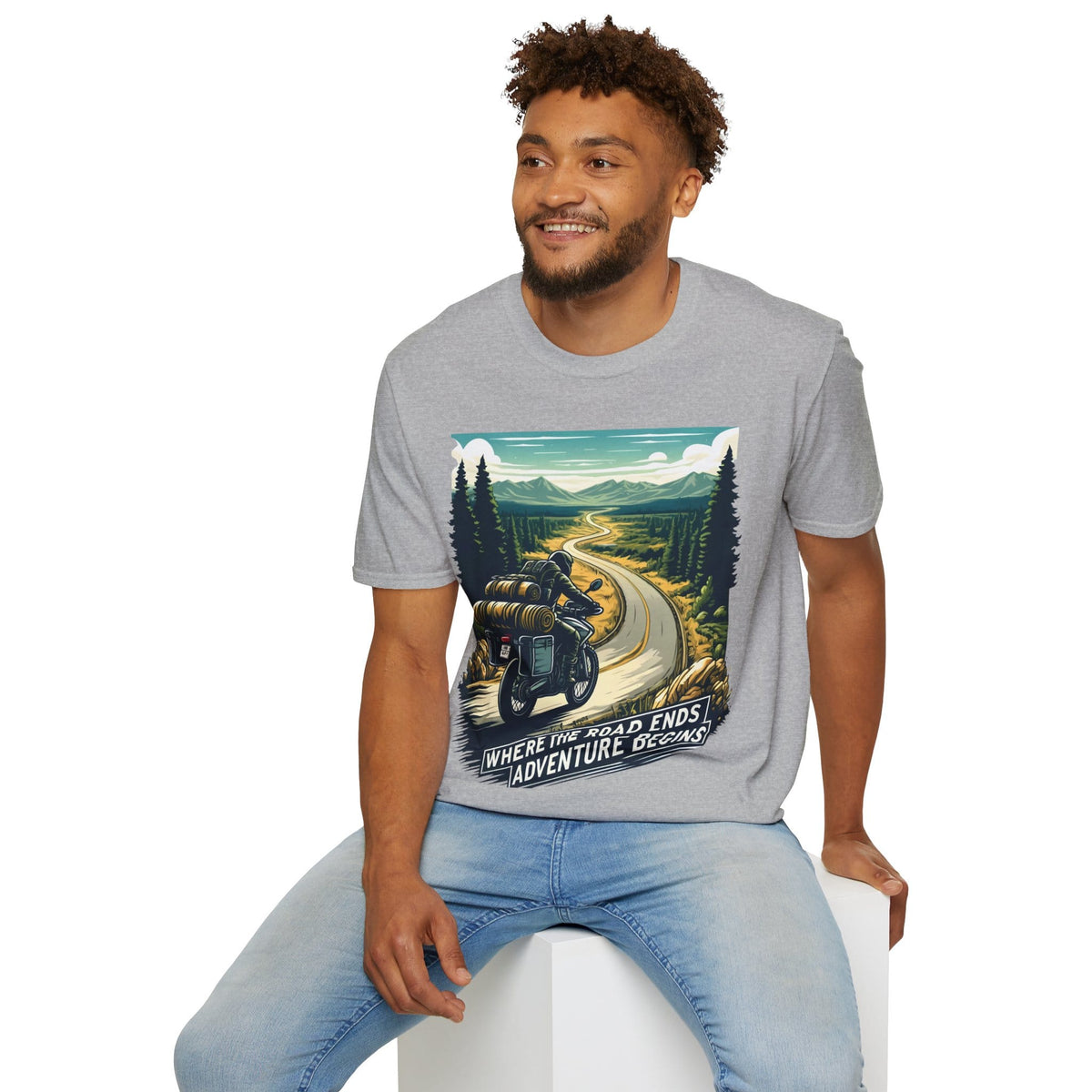 TeeFEVA T-Shirt ABR Loons | "Where The Road Ends, Adventure Begins" 2 | Stamp Style 001 | Unisex Heavy Cotton Tee