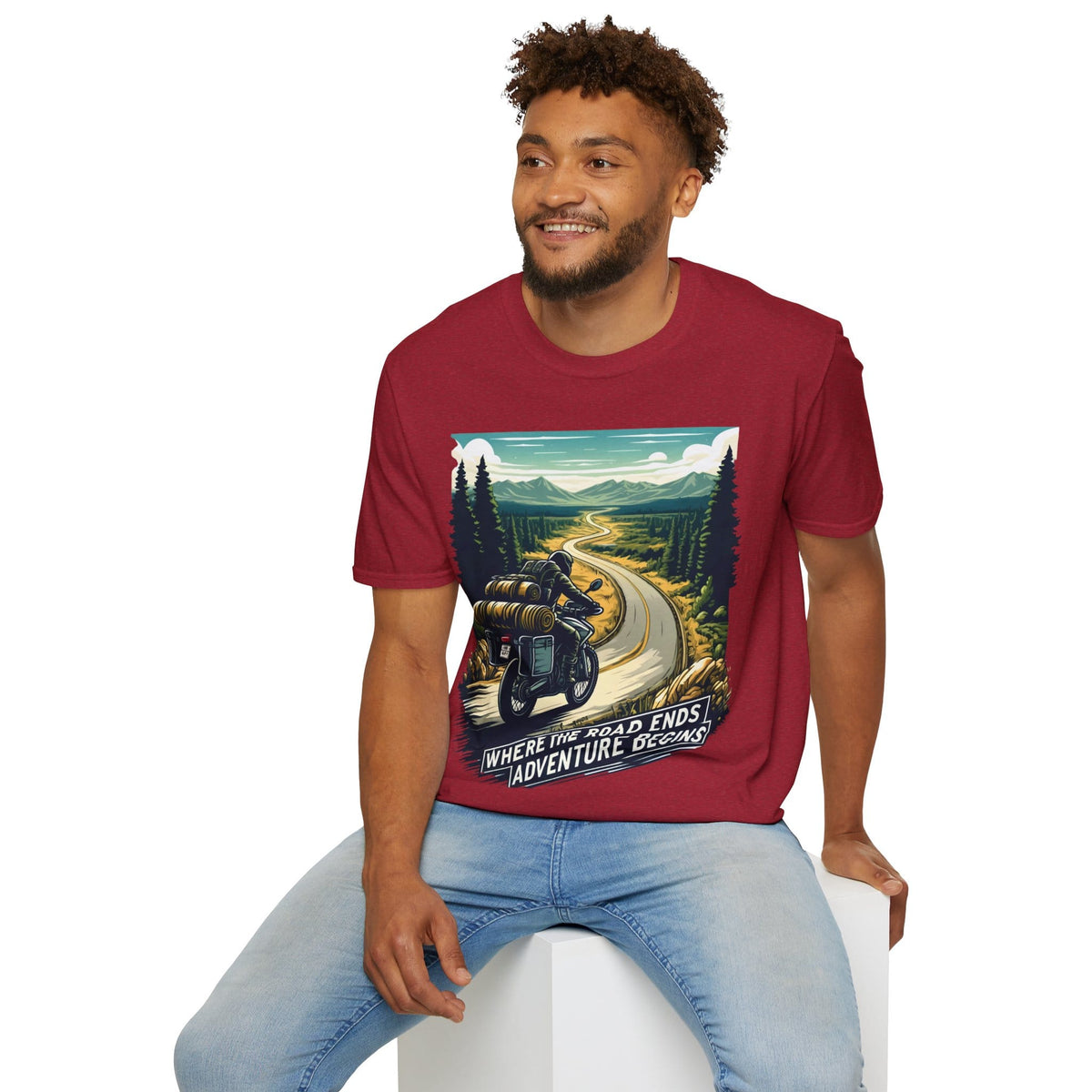 TeeFEVA T-Shirt ABR Loons | "Where The Road Ends, Adventure Begins" 2 | Stamp Style 001 | Unisex Heavy Cotton Tee