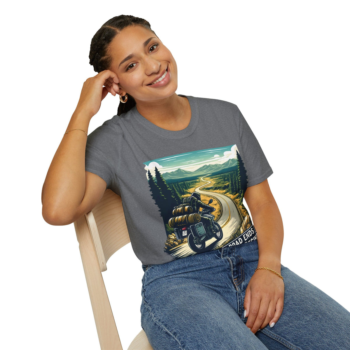TeeFEVA T-Shirt ABR Loons | "Where The Road Ends, Adventure Begins" 2 | Stamp Style 001 | Unisex Heavy Cotton Tee