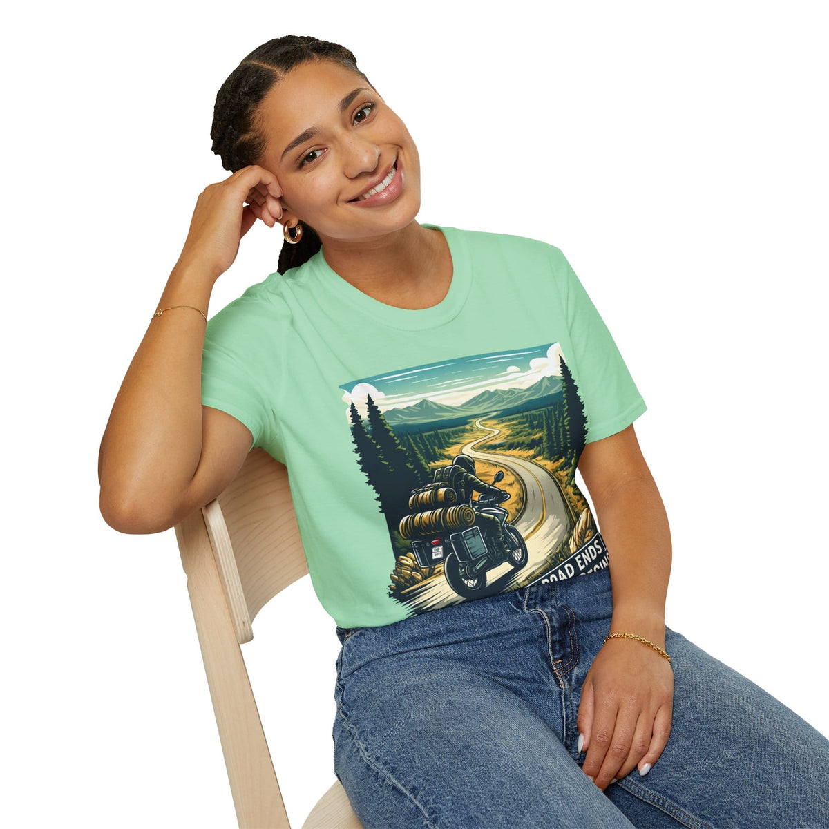 TeeFEVA T-Shirt ABR Loons | "Where The Road Ends, Adventure Begins" 2 | Stamp Style 001 | Unisex Heavy Cotton Tee
