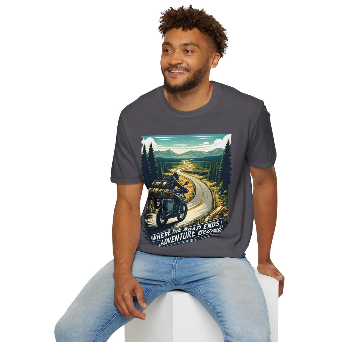 TeeFEVA T-Shirt ABR Loons | "Where The Road Ends, Adventure Begins" 2 | Stamp Style 001 | Unisex Heavy Cotton Tee
