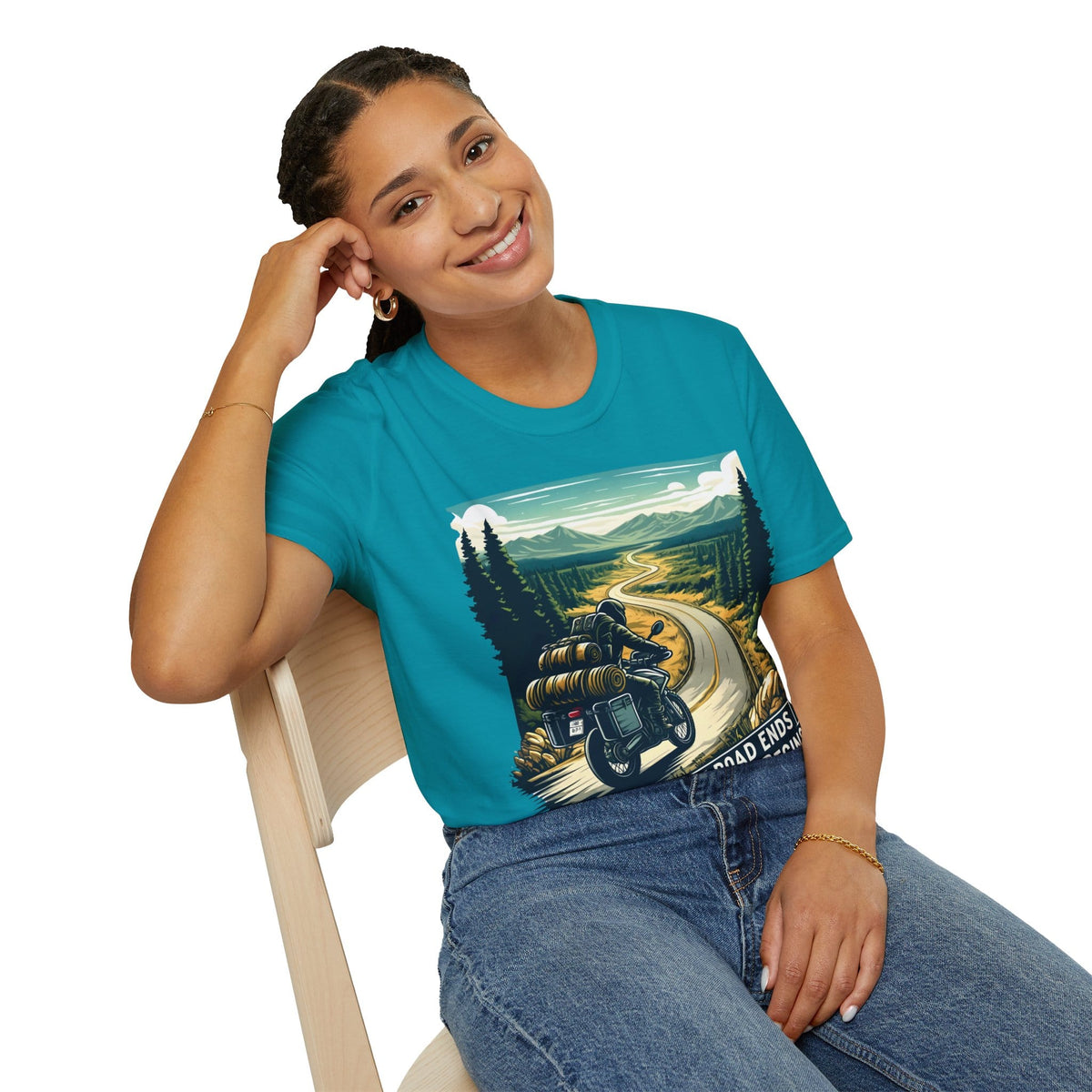 TeeFEVA T-Shirt ABR Loons | "Where The Road Ends, Adventure Begins" 2 | Stamp Style 001 | Unisex Heavy Cotton Tee