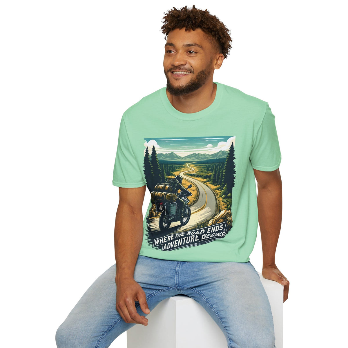 TeeFEVA T-Shirt ABR Loons | "Where The Road Ends, Adventure Begins" 2 | Stamp Style 001 | Unisex Heavy Cotton Tee