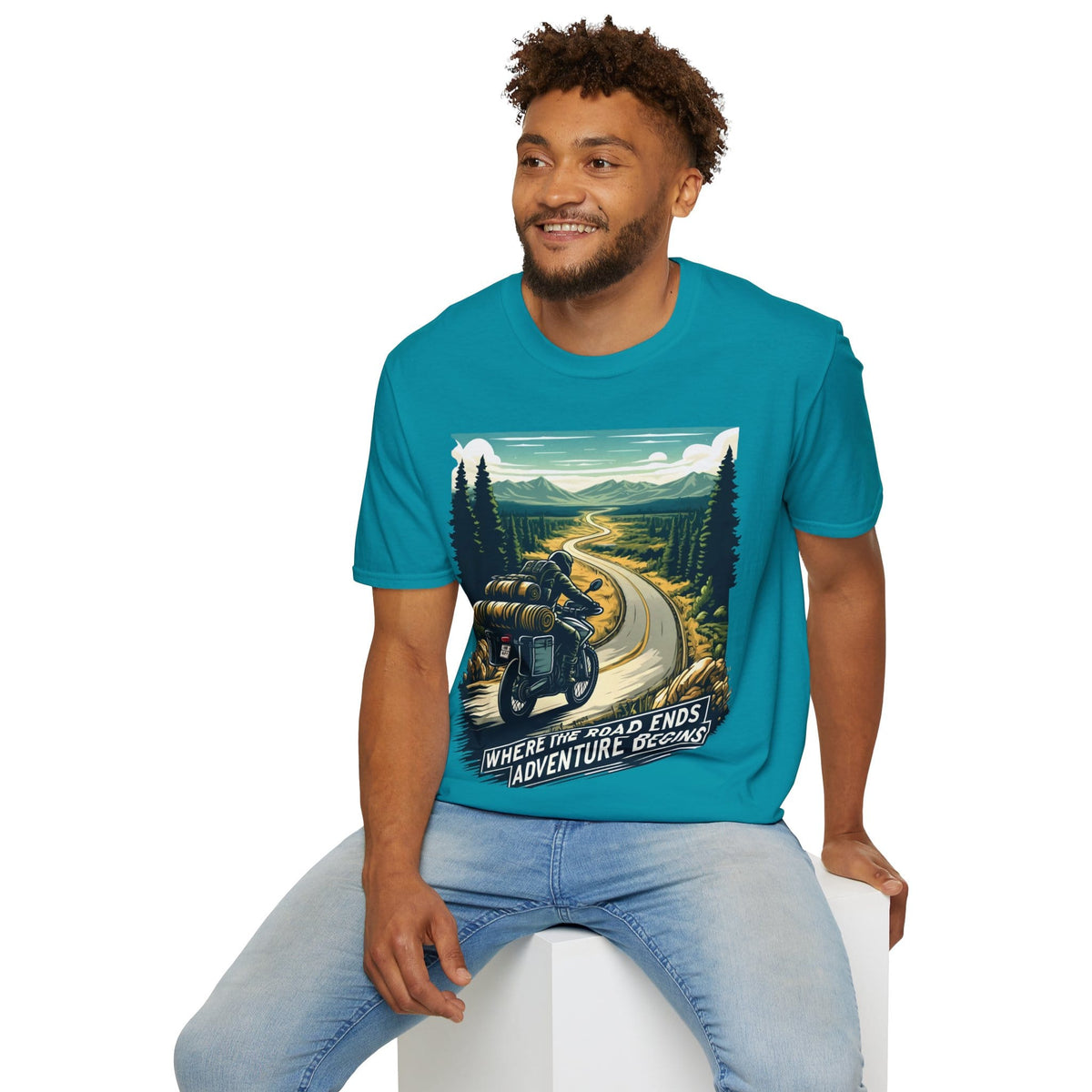 TeeFEVA T-Shirt ABR Loons | "Where The Road Ends, Adventure Begins" 2 | Stamp Style 001 | Unisex Heavy Cotton Tee