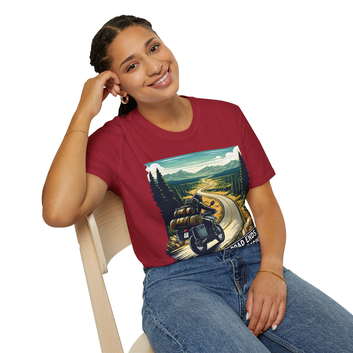 TeeFEVA T-Shirt ABR Loons | "Where The Road Ends, Adventure Begins" 2 | Stamp Style 001 | Unisex Heavy Cotton Tee
