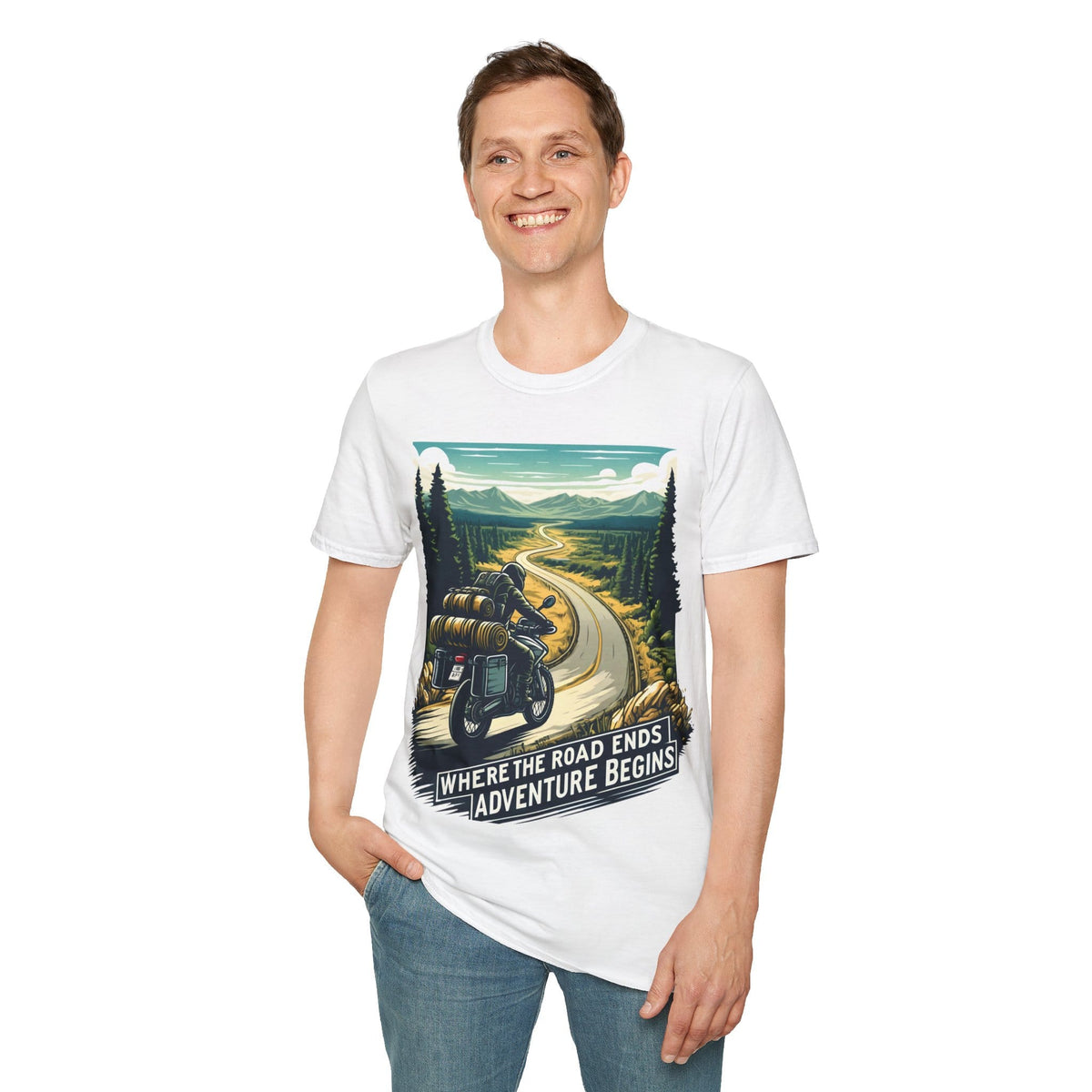 TeeFEVA T-Shirt ABR Loons | "Where The Road Ends, Adventure Begins" 2 | Stamp Style 001 | Unisex Heavy Cotton Tee
