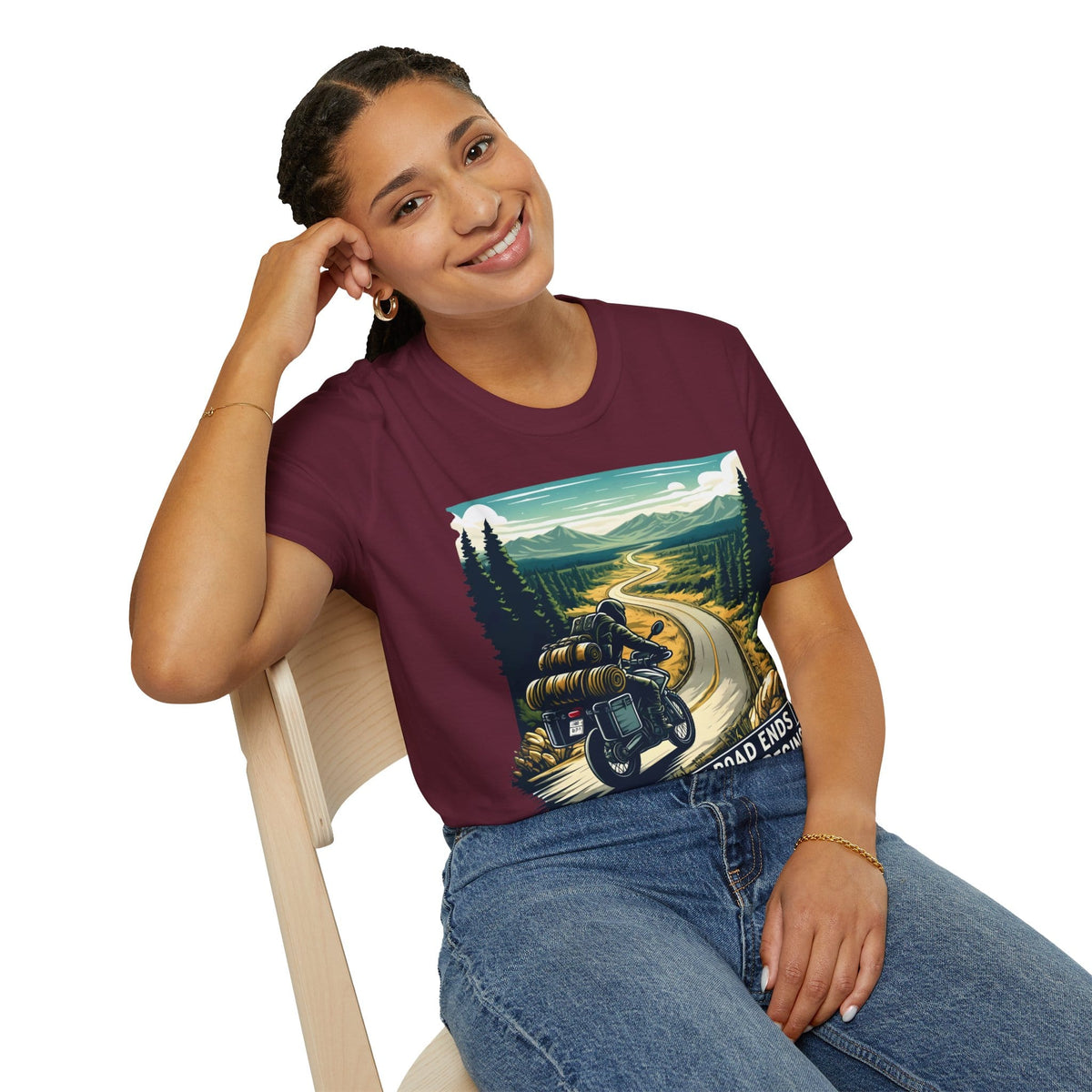 TeeFEVA T-Shirt ABR Loons | "Where The Road Ends, Adventure Begins" 2 | Stamp Style 001 | Unisex Heavy Cotton Tee