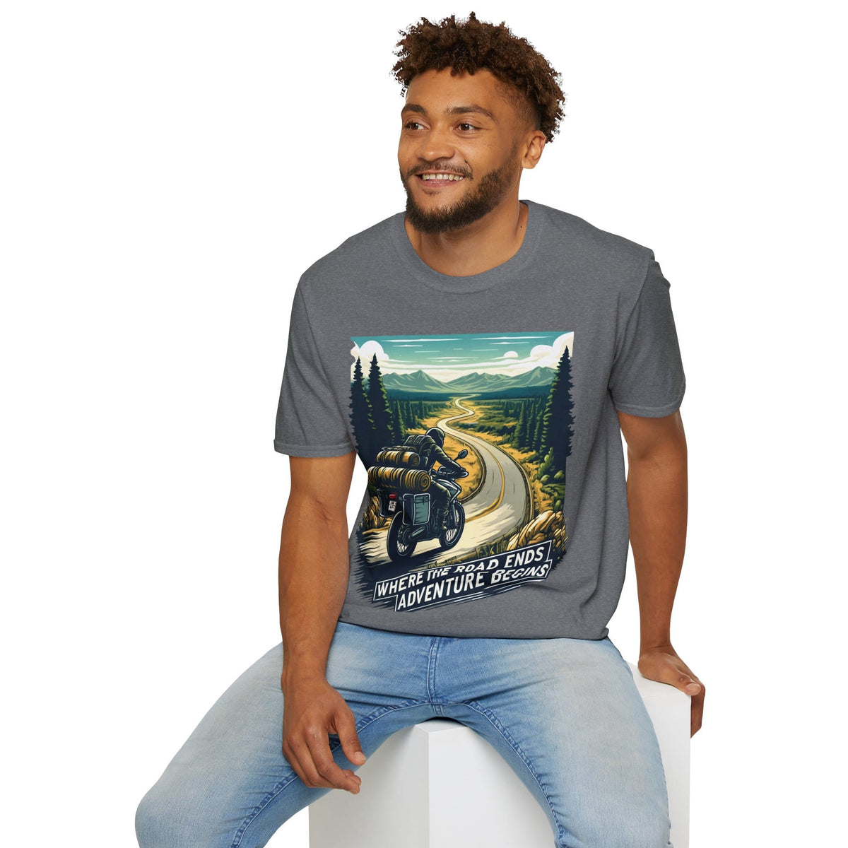 TeeFEVA T-Shirt ABR Loons | "Where The Road Ends, Adventure Begins" 2 | Stamp Style 001 | Unisex Heavy Cotton Tee