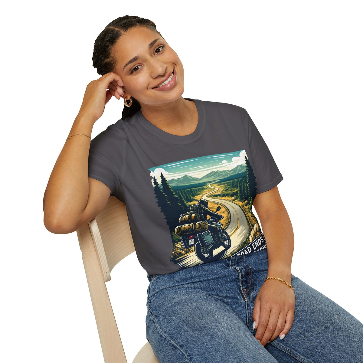 TeeFEVA T-Shirt ABR Loons | "Where The Road Ends, Adventure Begins" 2 | Stamp Style 001 | Unisex Heavy Cotton Tee